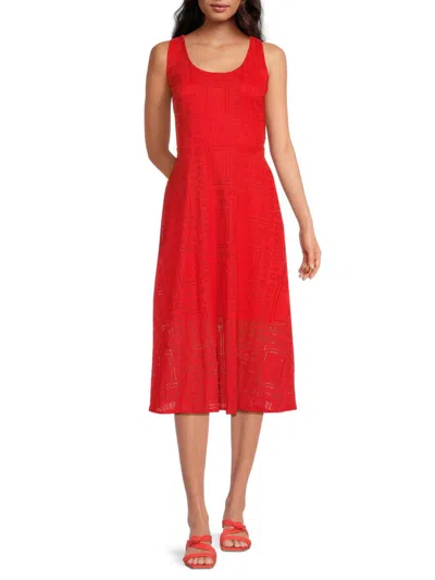 Karl Lagerfeld Women's Logo Lace Midi Dress In Apple