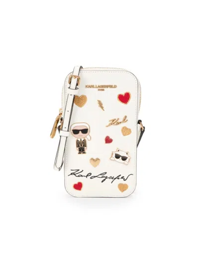 Karl Lagerfeld Women's Logo Leather Crossbody Bag In Multi Black