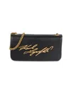 Karl Lagerfeld Women's Logo Leather Shoulder Bag In Black Gold