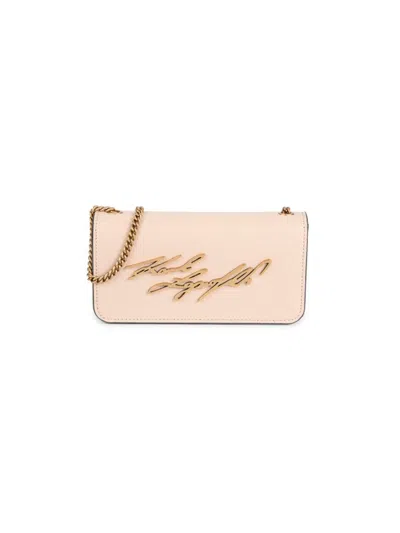 Karl Lagerfeld Women's Logo Leather Shoulder Bag In Shell