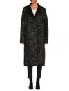 Karl Lagerfeld Women's Logo Print Wool Blend Coat In Black