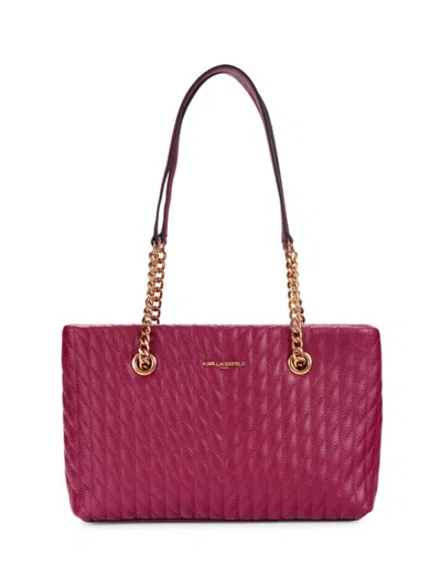 Karl Lagerfeld Women's Logo Quilted Leather Shoulder Bag In Pink