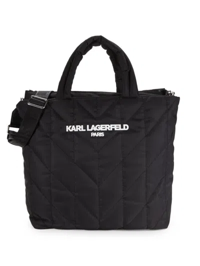 Karl Lagerfeld Women's Logo Quilted Two Way Tote In Black