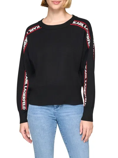 Karl Lagerfeld Women's Logo Raglan Sleeve Sweatshirt In Black
