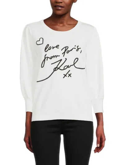 Karl Lagerfeld Women's Logo Sweatshirt In Soft White