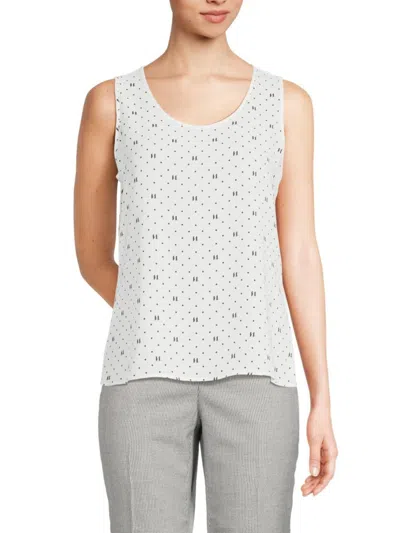 Karl Lagerfeld Women's Dotted Monogram-print Tank Top In White Black