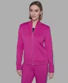 Karl Lagerfeld Womens Logo Tape Jogger Zip Up Jacket In Purple