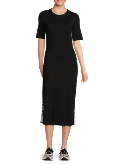 KARL LAGERFELD WOMEN'S LOGO-TRIM KNIT MIDI-DRESS