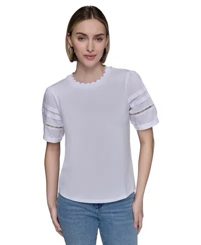 Karl Lagerfeld Women's Logo-trim Top In White