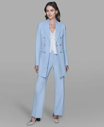 Karl Lagerfeld Women's Long One-button Blazer Jacket In Blue