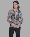 Karl Lagerfeld Women's Long-sleeve Collared Blouse In Blue