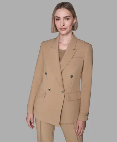 Karl Lagerfeld Women's Long-sleeve Double Breasted Blazer In Brown