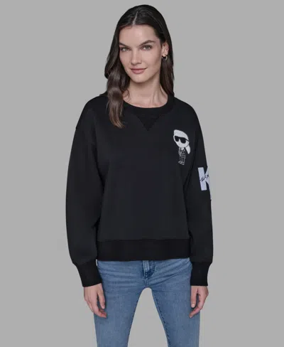Karl Lagerfeld Women's Long Sleeve Sweatshirt In Black