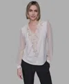 Karl Lagerfeld Women's Long Sleeve Top In Neutral