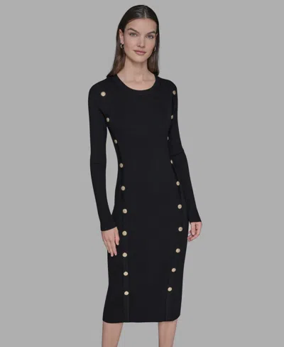 Karl Lagerfeld Women's Long Sleeves Bodycon Dress In Black