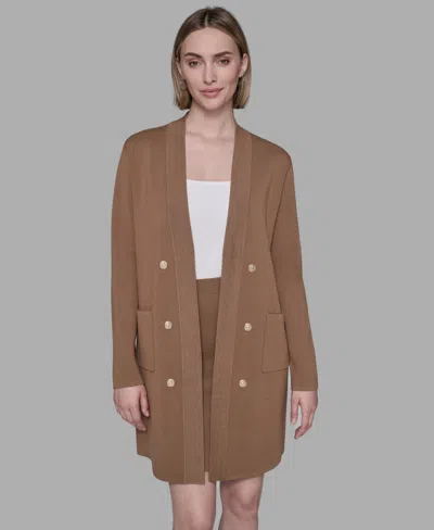 Karl Lagerfeld Women's Long Sleeves Cardigan Sweater In Brown