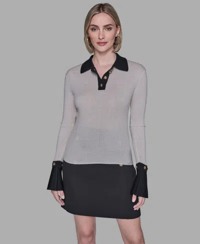 Karl Lagerfeld Women's Long Sleeves Sweater In Gray