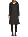 Karl Lagerfeld Double L Quilted Hooded Long Anorak In Black