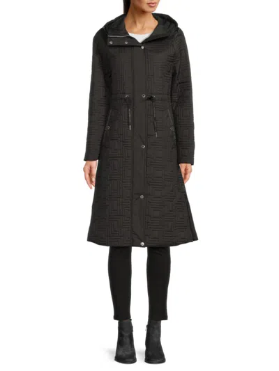 KARL LAGERFELD WOMEN'S LONGLINE HOOD QUILTED COAT