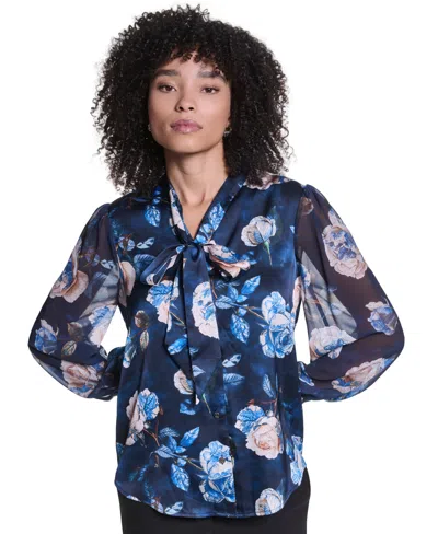 Karl Lagerfeld Women's Long-sleeve Blouse In Blue