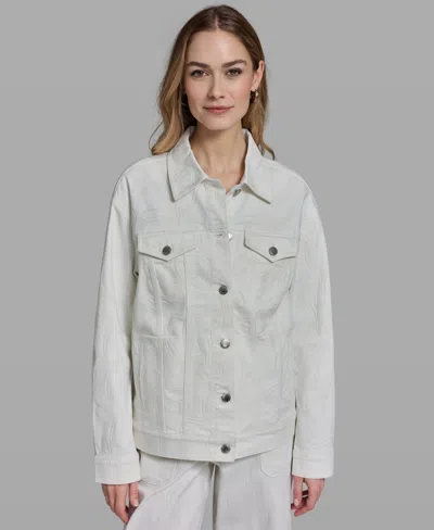 Karl Lagerfeld Paris Bow Denim Jacket In White