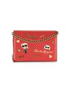 Karl Lagerfeld Women's Lourdes Icon Leather Crossbody Bag In Burnt Orange