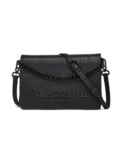 Karl Lagerfeld Women's Lourdes Leather Crossbody Bag In Black