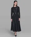 Karl Lagerfeld Women's Lurex Clip Chiffon Midi Dress In Black