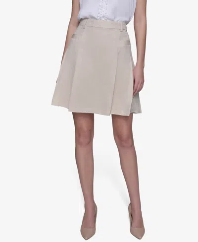 Karl Lagerfeld Women's Lurex Pleated Mini Dress In Metallic Beige