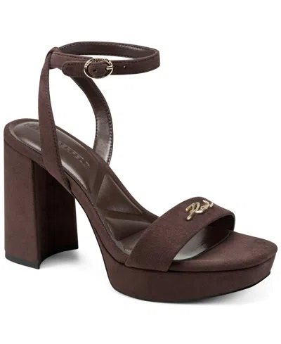 Karl Lagerfeld Paris Maleia Ankle Strap Platform Sandal In Brown