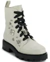 Karl Lagerfeld Paris Makenzie Combat Boot In Soft White
