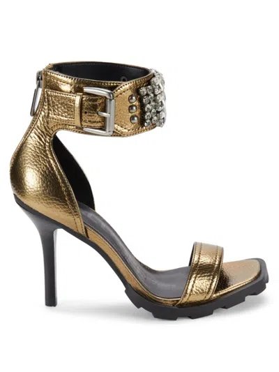 Karl Lagerfeld Women's Malinda Embellished Leather Sandals In Brushed Gold