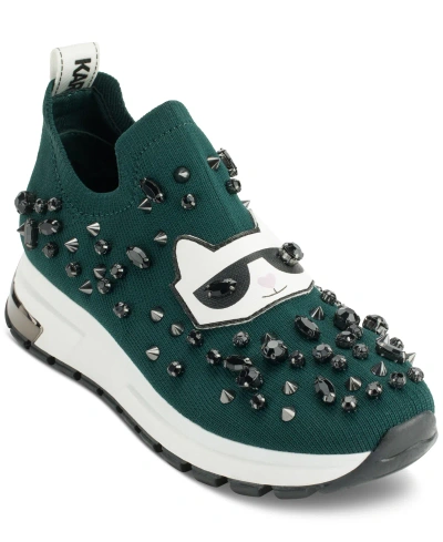 Karl Lagerfeld Women's Malna Embellished Pull-on Sneakers In Forest Green