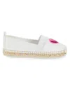 Karl Lagerfeld Women's Manika Heart Patch Espadrille Flats In Bright White