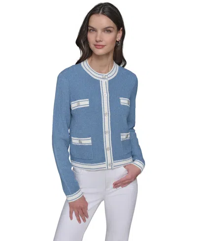 Karl Lagerfeld Women's Marled Four-pocket Cardigan In Purple