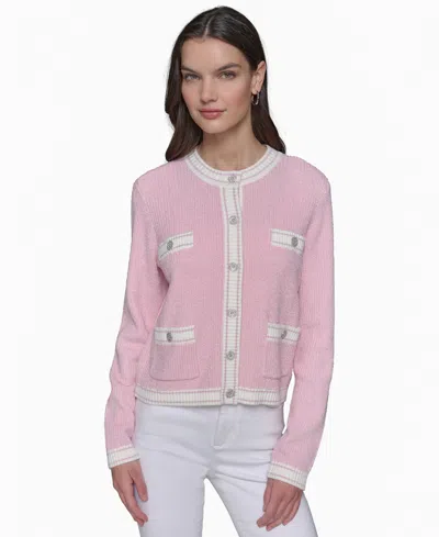 Karl Lagerfeld Women's Marled Four-pocket Cardigan In Parfait