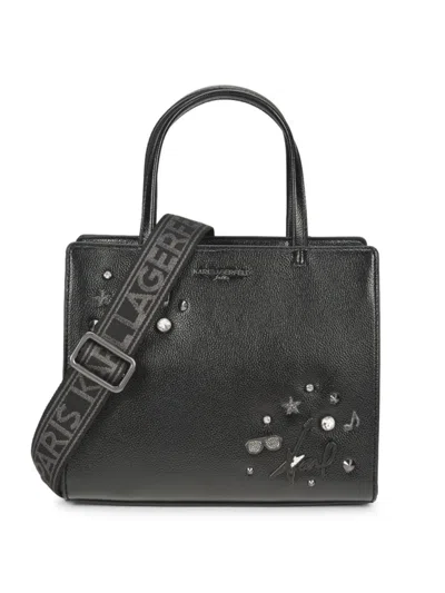 Karl Lagerfeld Women's Maybelle Applique Charm Tote Bag In Black