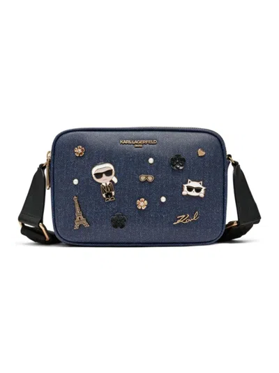 Karl Lagerfeld Women's Maybelle Karl & Choupette Embellished Crossbody Bag In Blue