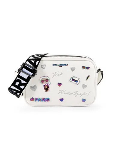 Karl Lagerfeld Women's Maybelle Logo Camera Crossbody Bag In White Spark