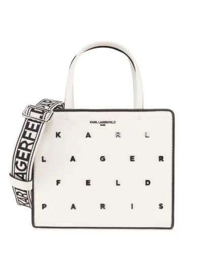 Karl Lagerfeld Women's Maybelle Logo Embossed Satchel In White