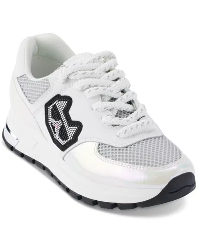 Karl Lagerfeld Women's Mayu Lace-up Sneakers In Silver,white