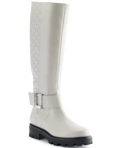 Karl Lagerfeld Women's Meara 50/50 Almond Toe Band Boots In Soft White