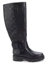 KARL LAGERFELD WOMEN'S MEARA LOGO QUILTED KNEE HIGH BOOTS
