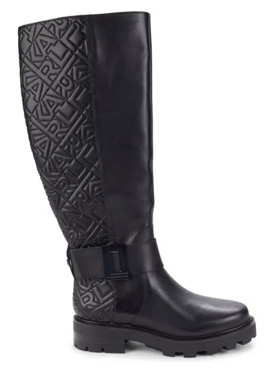 Karl Lagerfeld Women's Meara Logo Quilted Knee High Boots In Black