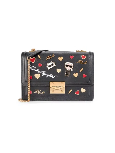 Karl Lagerfeld Women's Medium Corrine Graphic Shoulder Bag In Multi Black