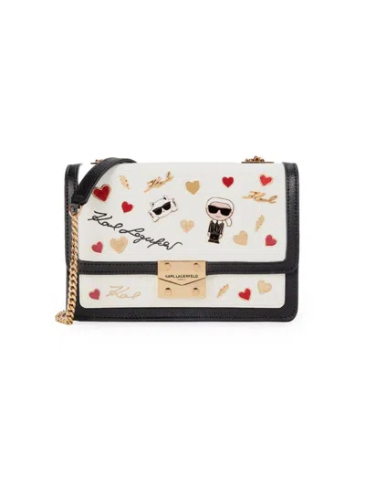 Karl Lagerfeld Women's Medium Corrine Graphic Shoulder Bag In Multi White