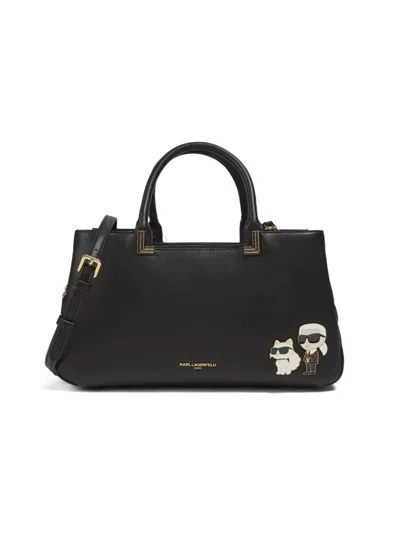 Karl Lagerfeld Women's Meribel Icon Appliqué Leather Satchel In Black