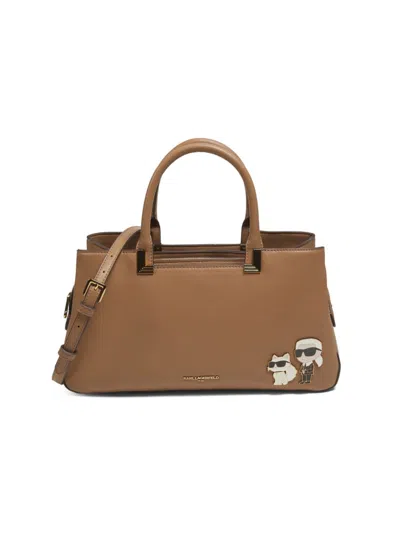 Karl Lagerfeld Women's Meribel Icon Appliqué Leather Satchel In Brown