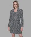 Karl Lagerfeld Women's Metallic Knit Tweed Jacket In Gray