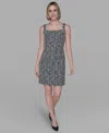 Karl Lagerfeld Women's Metallic Knit Tweed Sheath Mini Dress In Gray